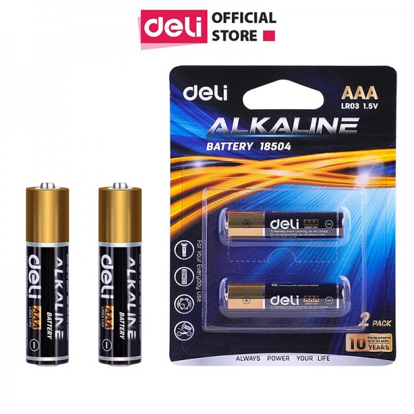 Pin kiềm Alkaline AAA (2 viên/vỉ) 18504 (Deli)
